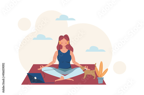 Girl doing yoga to stress release