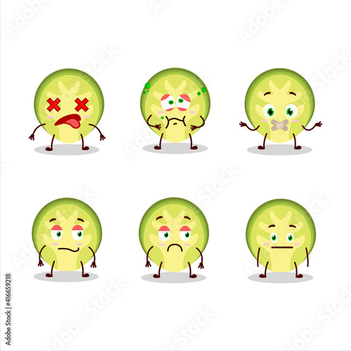 Slice of brussels sprouts cartoon character with nope expression