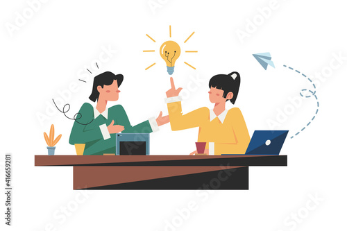 People sit together to find an idea