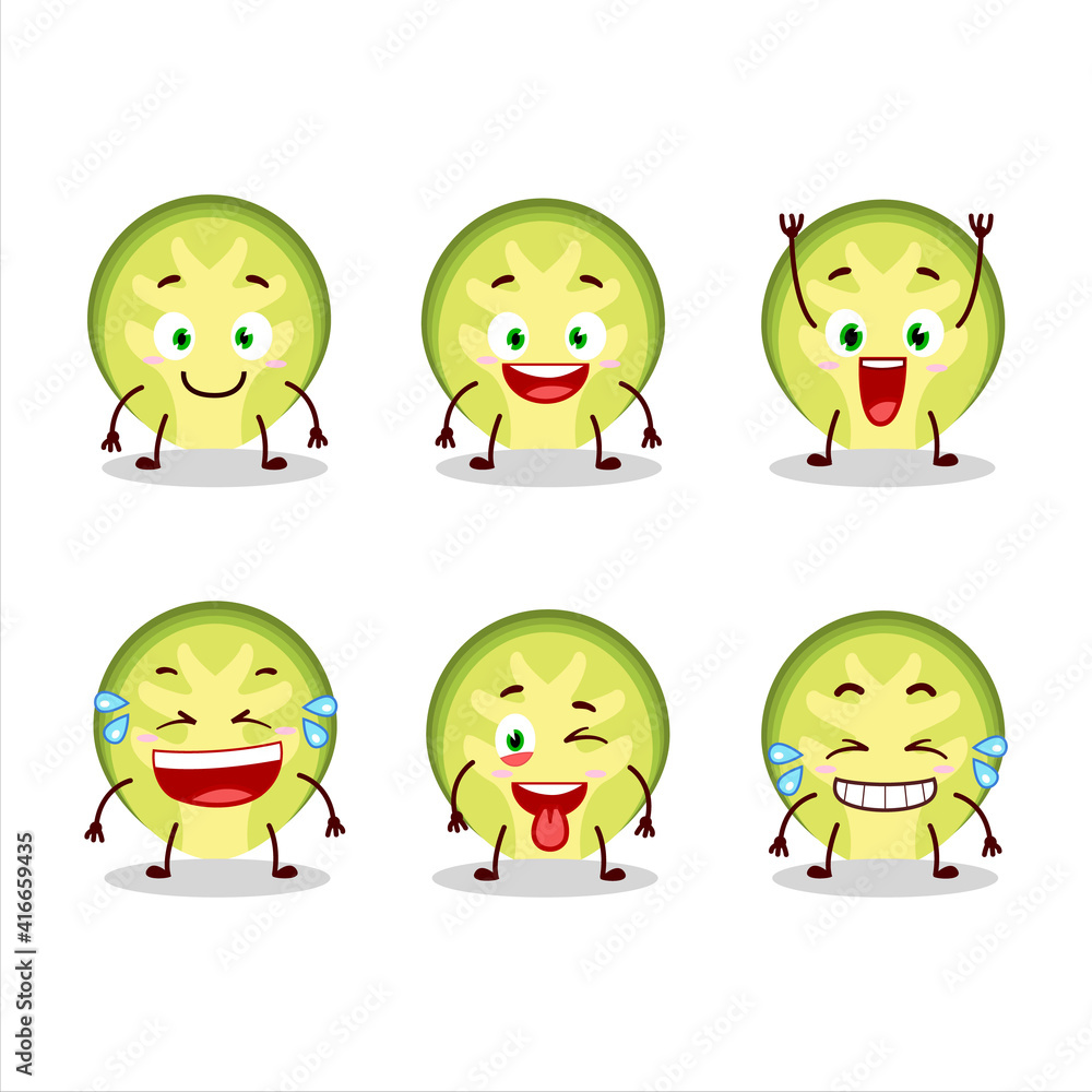 Cartoon character of slice of brussels sprouts with smile expression Cartoon character of slice of brussels sprouts with smile expression