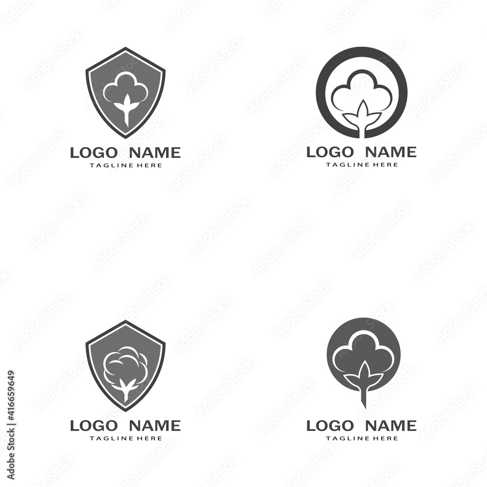 Cotton Logo Template vector symbol nature Cotton Logo Template vector symbol nature