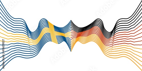 Image relative to politic and economic relationship between Germany and Sweden. National flags. Teamwork concept.