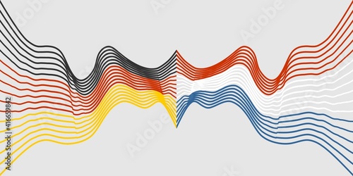 Image relative to politic and economic relationship between Netherlands and Germany. National flags. Teamwork concept.