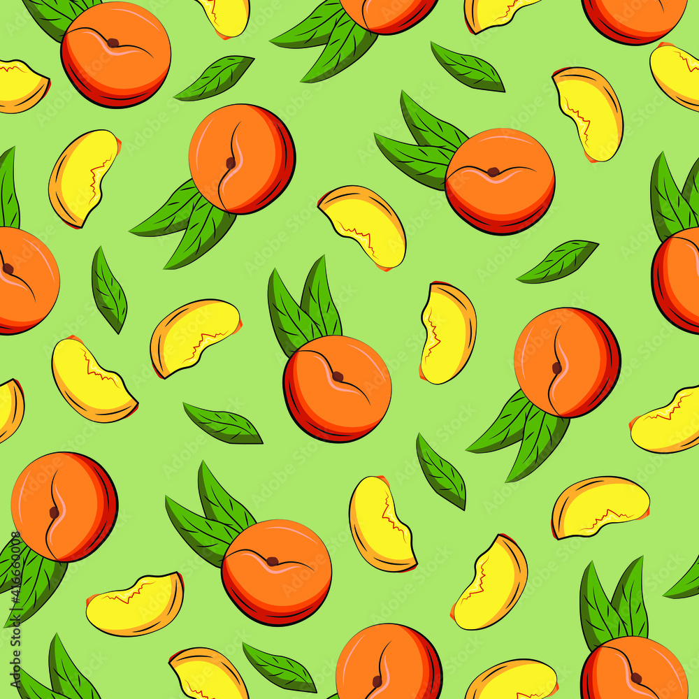 Obraz premium Exotic fruit seamless pattern in hand-drawn style