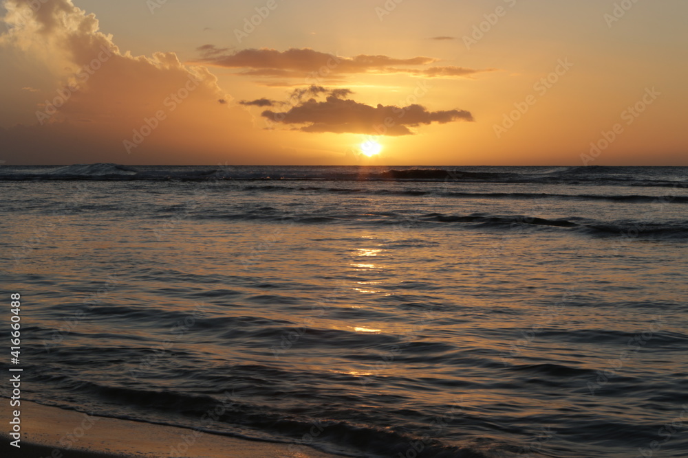 Kauai beach at sunset