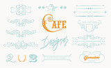 Cafe. Vector set of retro labels, buttons and icons.