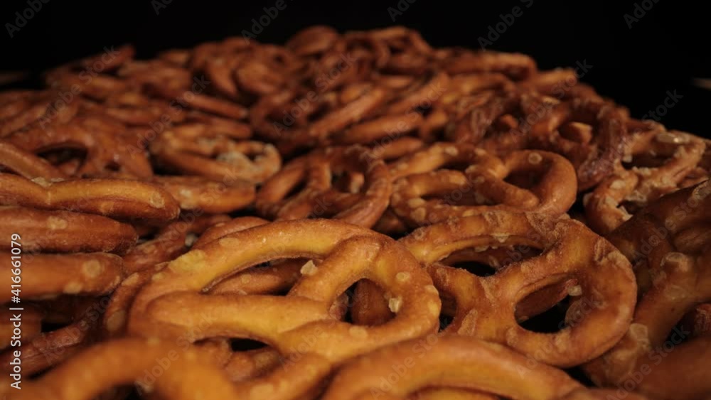 Salty Pretzels snack - macro shot Probe Lens Salty Pretzels snack - macro shot Probe Lens