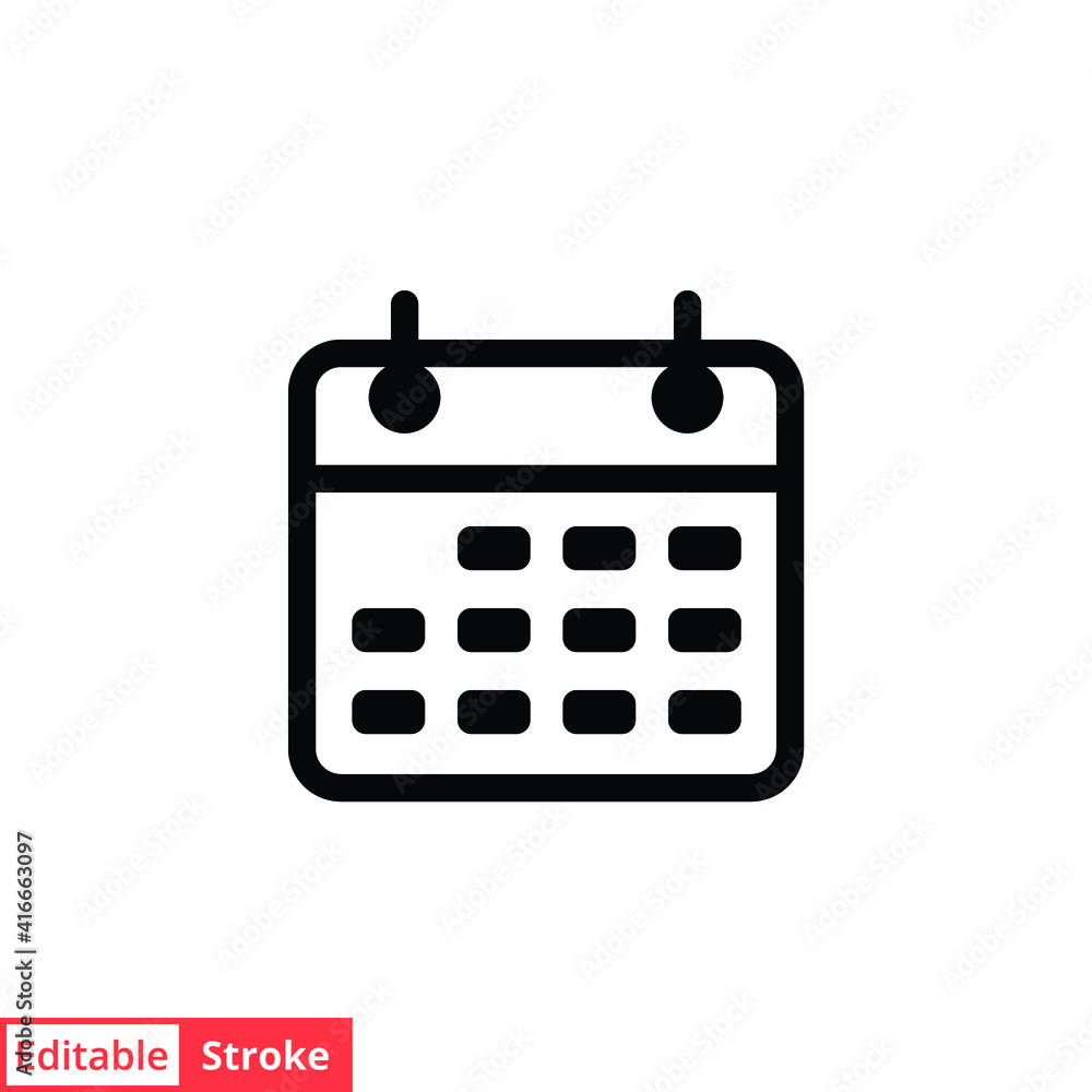 Calendar line icon. Simple outline style. Schedule, date, day, plan, symbol concept. Vector illustration isolated on white background. Editable stroke EPS 10. Calendar line icon. Simple outline style. Schedule, date, day, plan, symbol concept. Vector illustration isolated on white background. Editable stroke EPS 10.