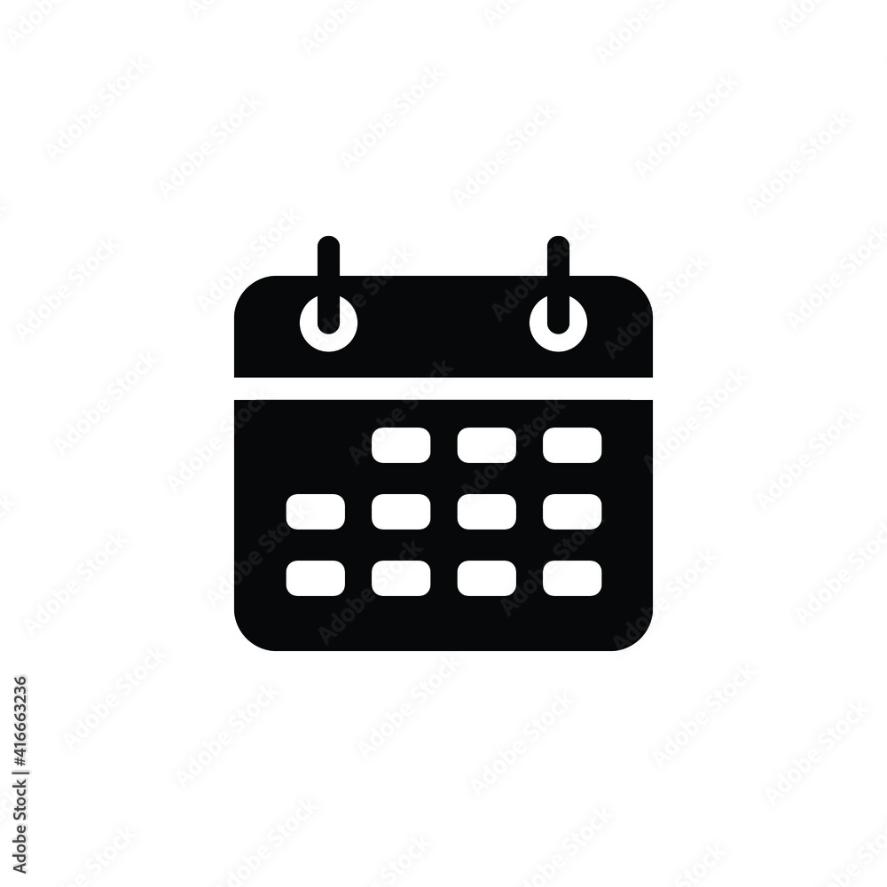 Calendar glyph icon. Simple solid style. Schedule, date, day, plan, symbol concept. Vector illustration isolated on white background. EPS 10. Calendar glyph icon. Simple solid style. Schedule, date, day, plan, symbol concept. Vector illustration isolated on white background. EPS 10.