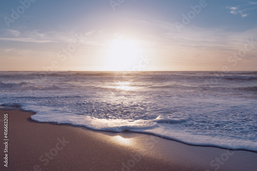 Quadro su tela Abstract dreamlike seascape in soft blue and pink colors