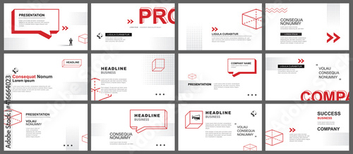 Presentation and slide layout template. Red geometric modern design background. Use for business annual report, flyer, marketing, leaflet, advertising, brochure, modern style.