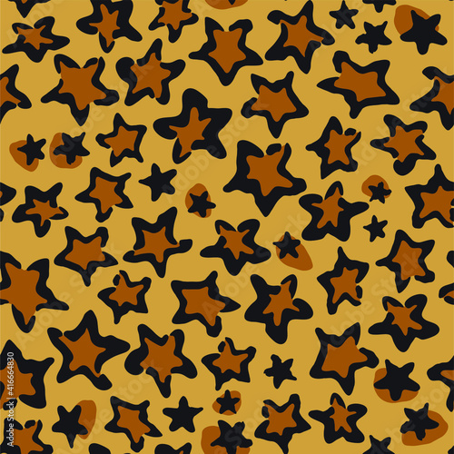 Seamless vector star leopard repeat animal print pattern for textile print background