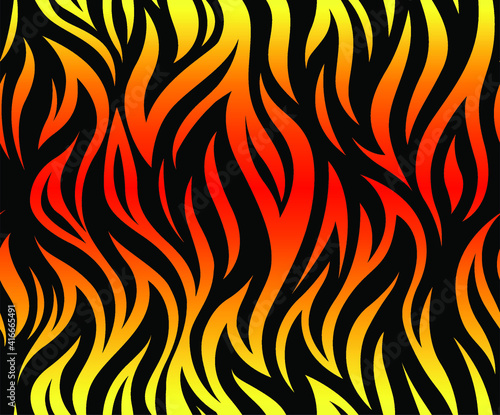 Wild exotic Zebra fire stripes repeat pattern. Seamless vector rotary print textile design.