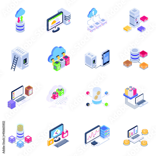 
Isometric Icons of Cloud Technology 

