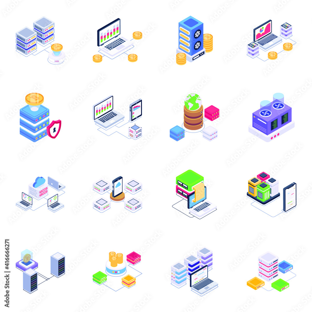 Isometric Icons of Servers and Databases
Isometric Icons of Servers and Databases