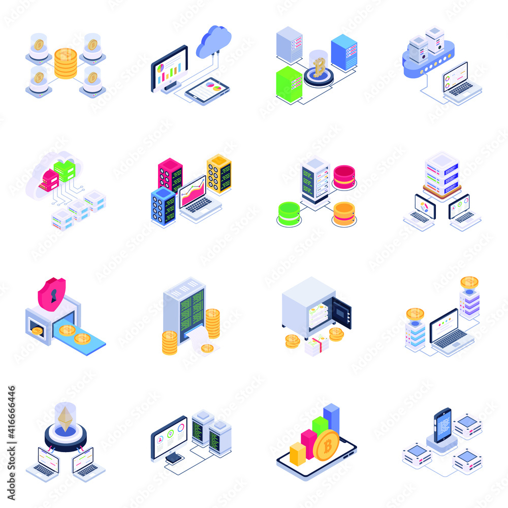 Isometric Icons of Bitcoin and Technology
Isometric Icons of Bitcoin and Technology