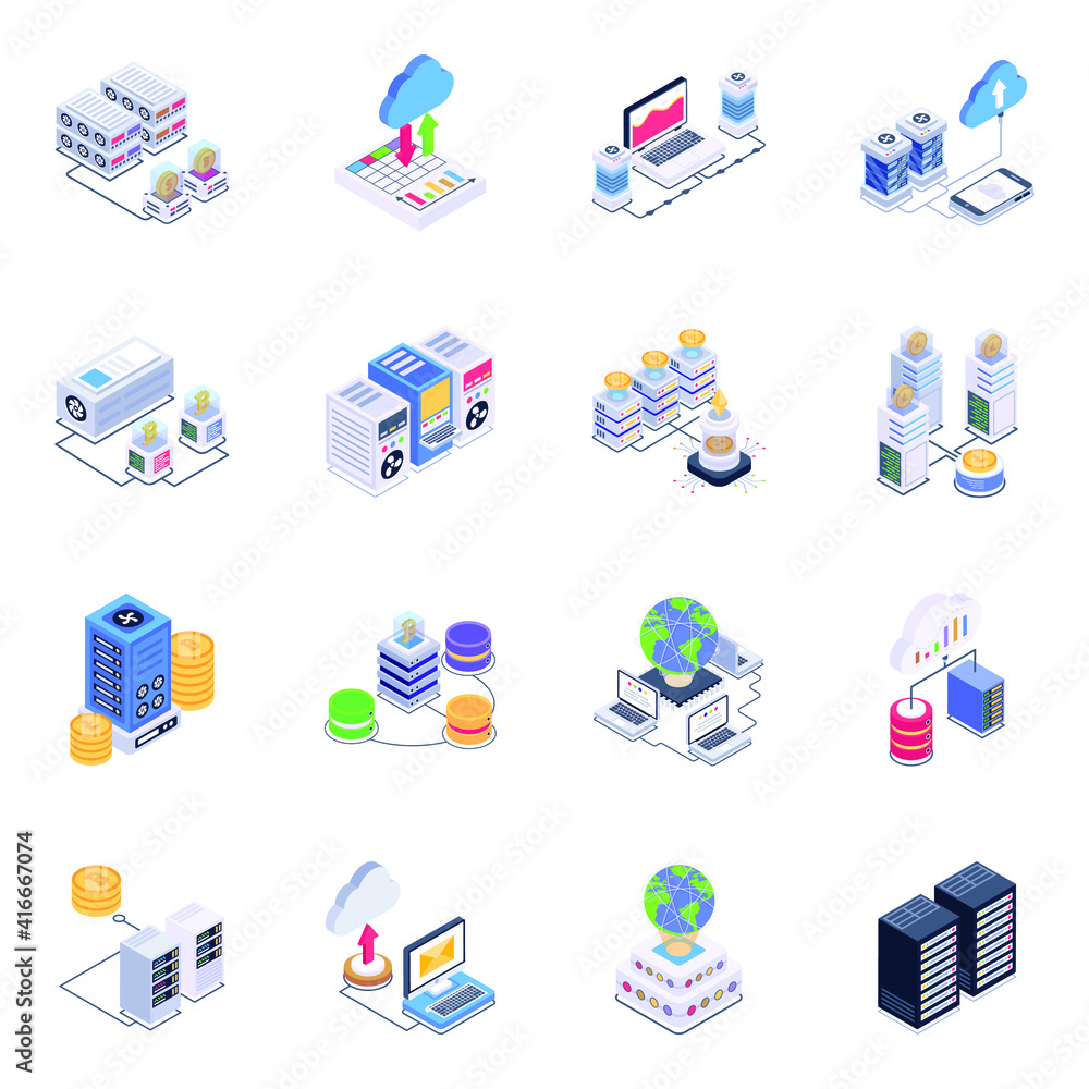 Pack of Cloud Technology and Servers Isometric Icons
Pack of Cloud Technology and Servers Isometric Icons