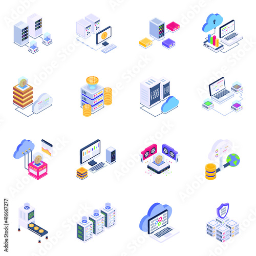 
Pack of Datacenter Isometric Icons 


