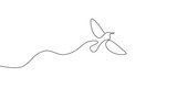 Flying bird continuous line drawing element isolated on white background for decorative element. Vector illustration of animal form in trendy outline style.