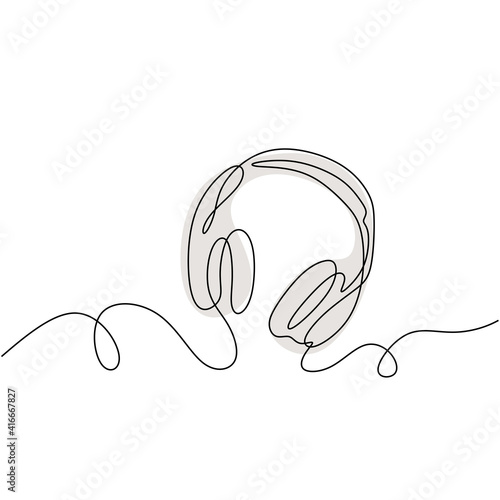 one line drawing of headpho...