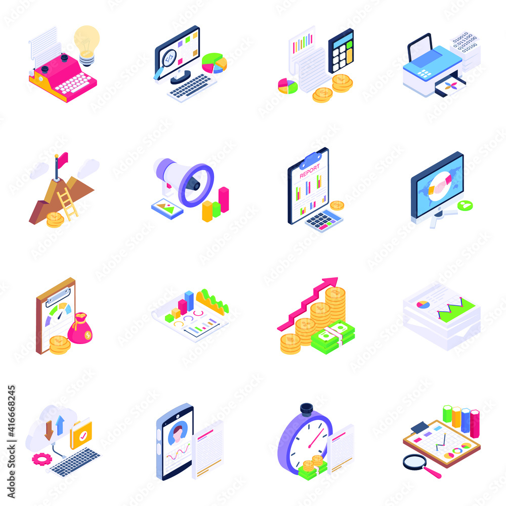 Icons of Business Documentation in Isometric Design
Icons of Business Documentation in Isometric Design