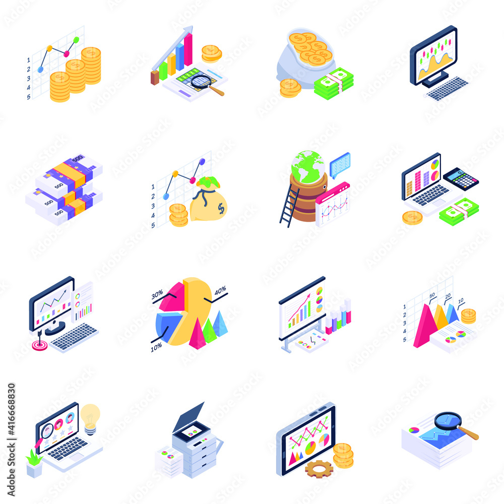 Icons of Wealth Accumulation in Isometric Design
Icons of Wealth Accumulation in Isometric Design