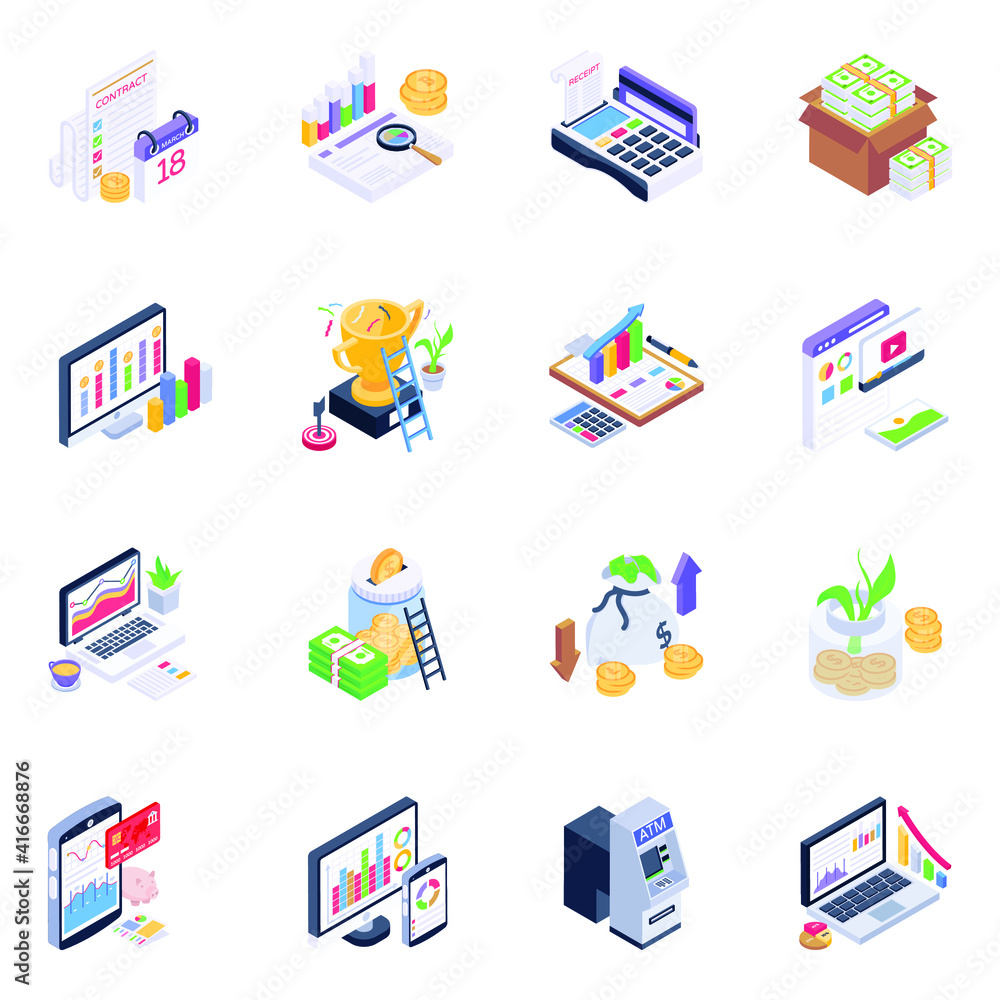 Icons of Wealth Analysis in Isometric Design
Icons of Wealth Analysis in Isometric Design