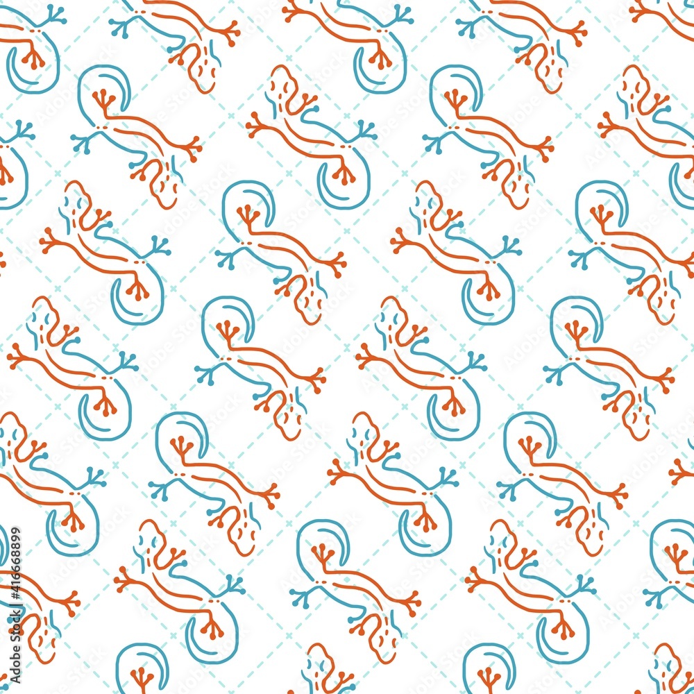 Abstract Gecko Vector Line Art Seamless Pattern Abstract Gecko Vector Line Art Seamless Pattern
