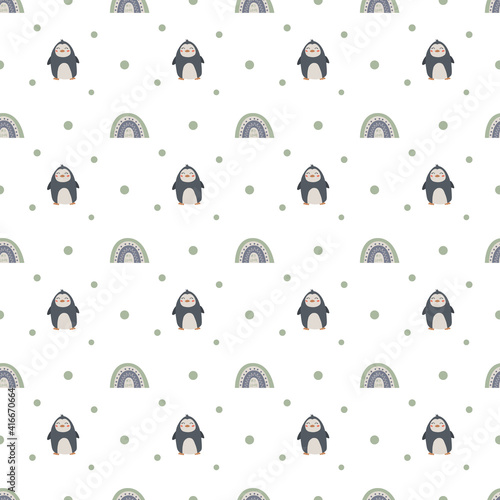 Boho rainbow and sfari animals seamless pattern photo