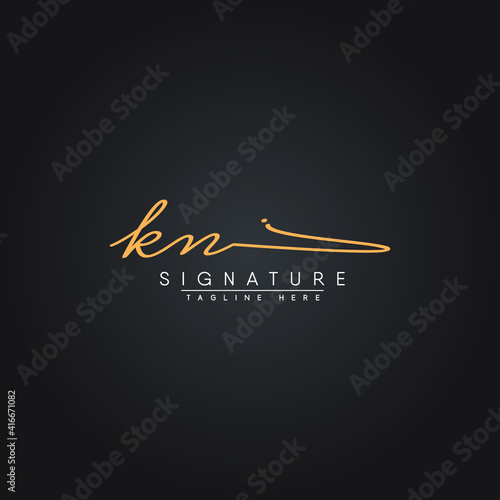 KN Initial Letter Logo - Handwritten Signature Logo