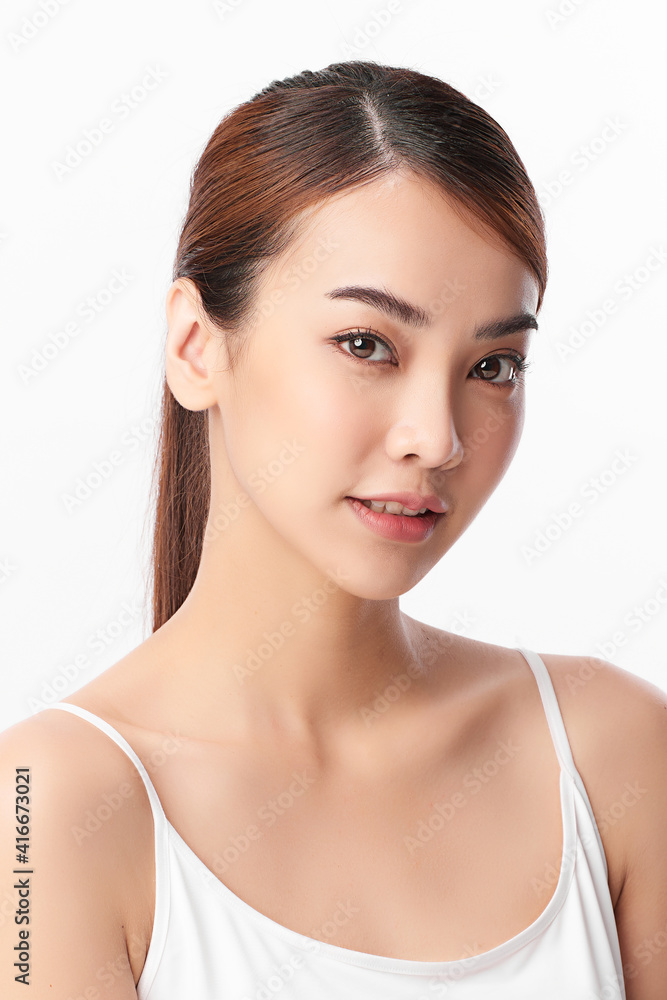 Beautiful young asian woman with clean fresh skin on white background, Face care, Facial treatment, Cosmetology, beauty and spa, Asian women portrait Beautiful young asian woman with clean fresh skin on white background, Face care, Facial treatment, Cosmetology, beauty and spa, Asian women portrait