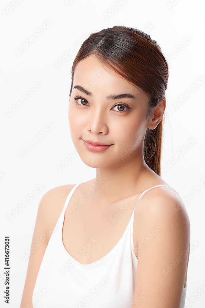 Beautiful young asian woman with clean fresh skin on white background, Face care, Facial treatment, Cosmetology, beauty and spa, Asian women portrait Beautiful young asian woman with clean fresh skin on white background, Face care, Facial treatment, Cosmetology, beauty and spa, Asian women portrait
