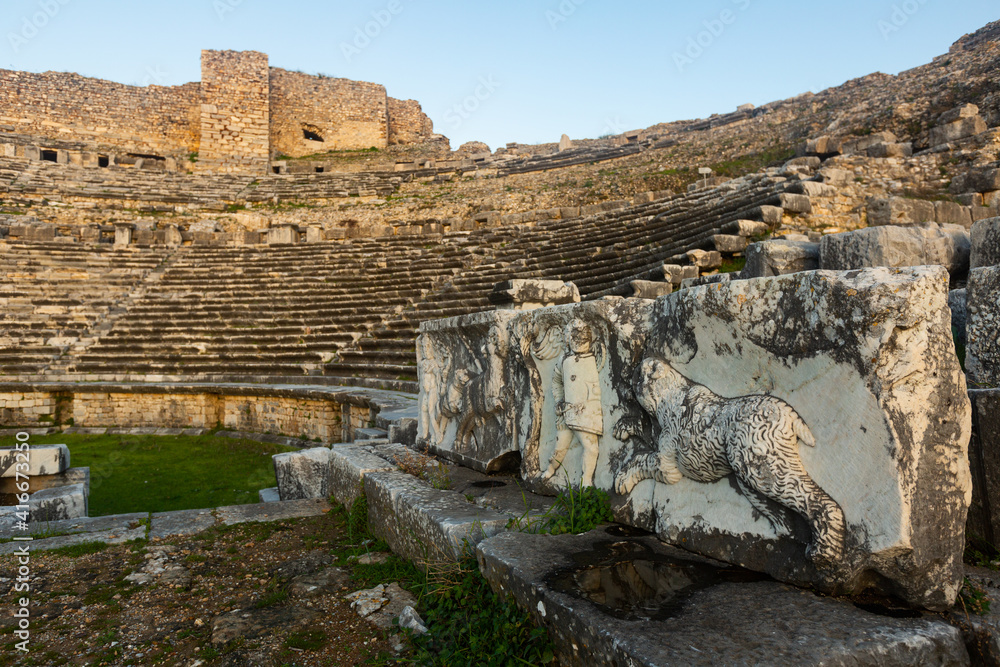 The ruins of the ancient theater of Miletus in Turkey.