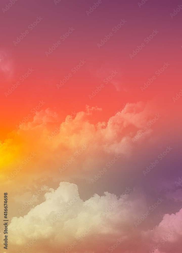 Soft cloudy is gradient pastel evening sky abstract blur sky background in sweet light color gradient pastel rainbow wallpaper orange purple indigo sunset with clouds view from top