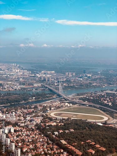 Belgrade, capital of Serbia, aerial panoramic view.