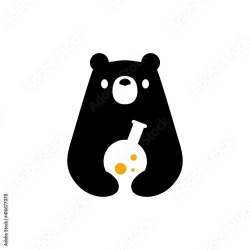 bear lab negative space logo vector icon illustration