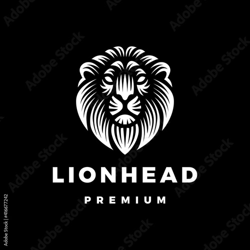 lion head chiaroscuro woodcut logo vector icon illustration