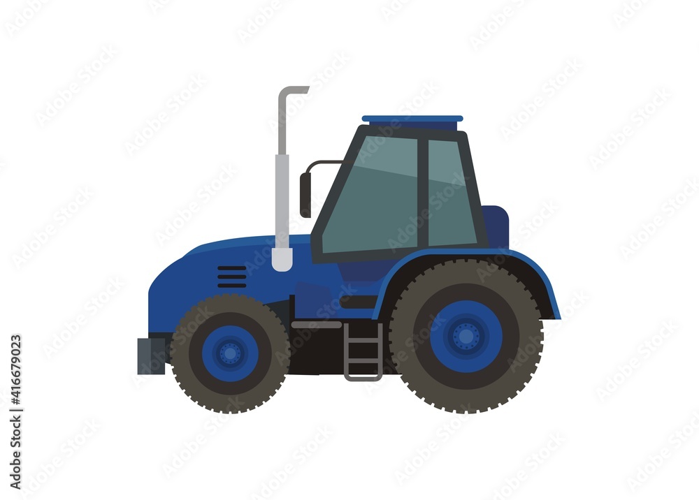 Farming tractor. Simple flat illustration