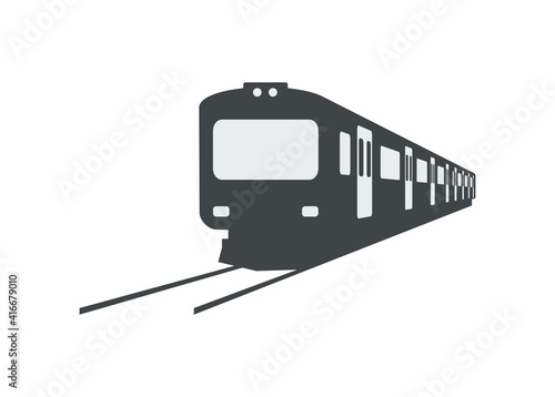Short commuter train. Simple silhouette illustration