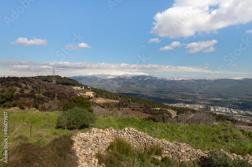 View  from the mountain near the Israeli Margaliot village to the valley in the Upper Galilee in northern Israel