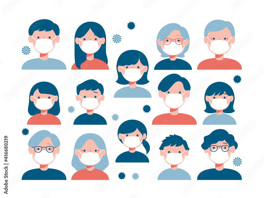 ウイルスと密集する人たち