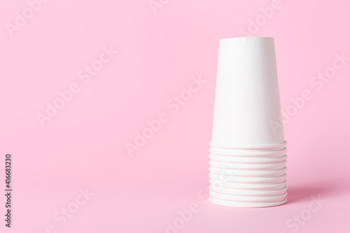 Stack of white disposable p...