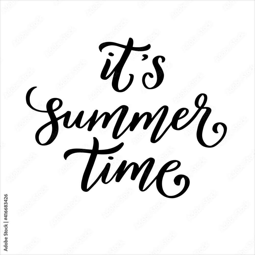Summer time black and white hand lettering typography illustration for print poster card Summer time black and white hand lettering typography illustration for print poster card
