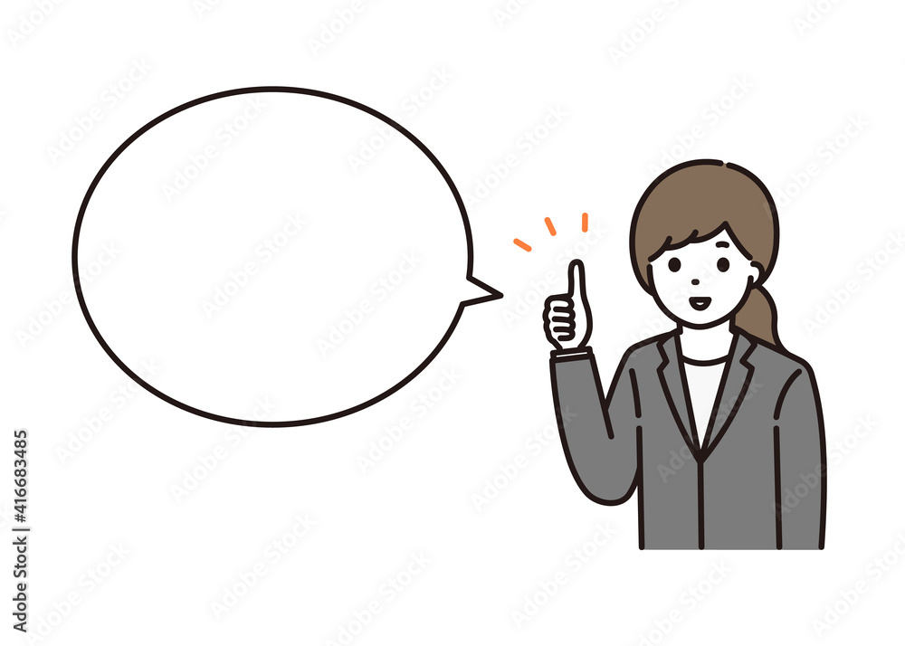 Fototapeta 笑顔でグッドサインをするビジネスウーマンのイラスト 吹き出し Naklejamy Com