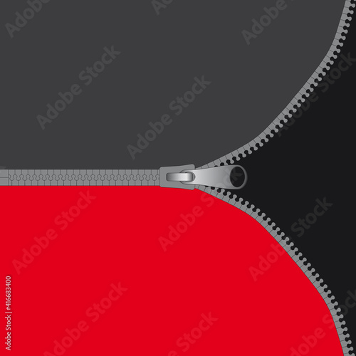 Reißverschluss schwarz rot