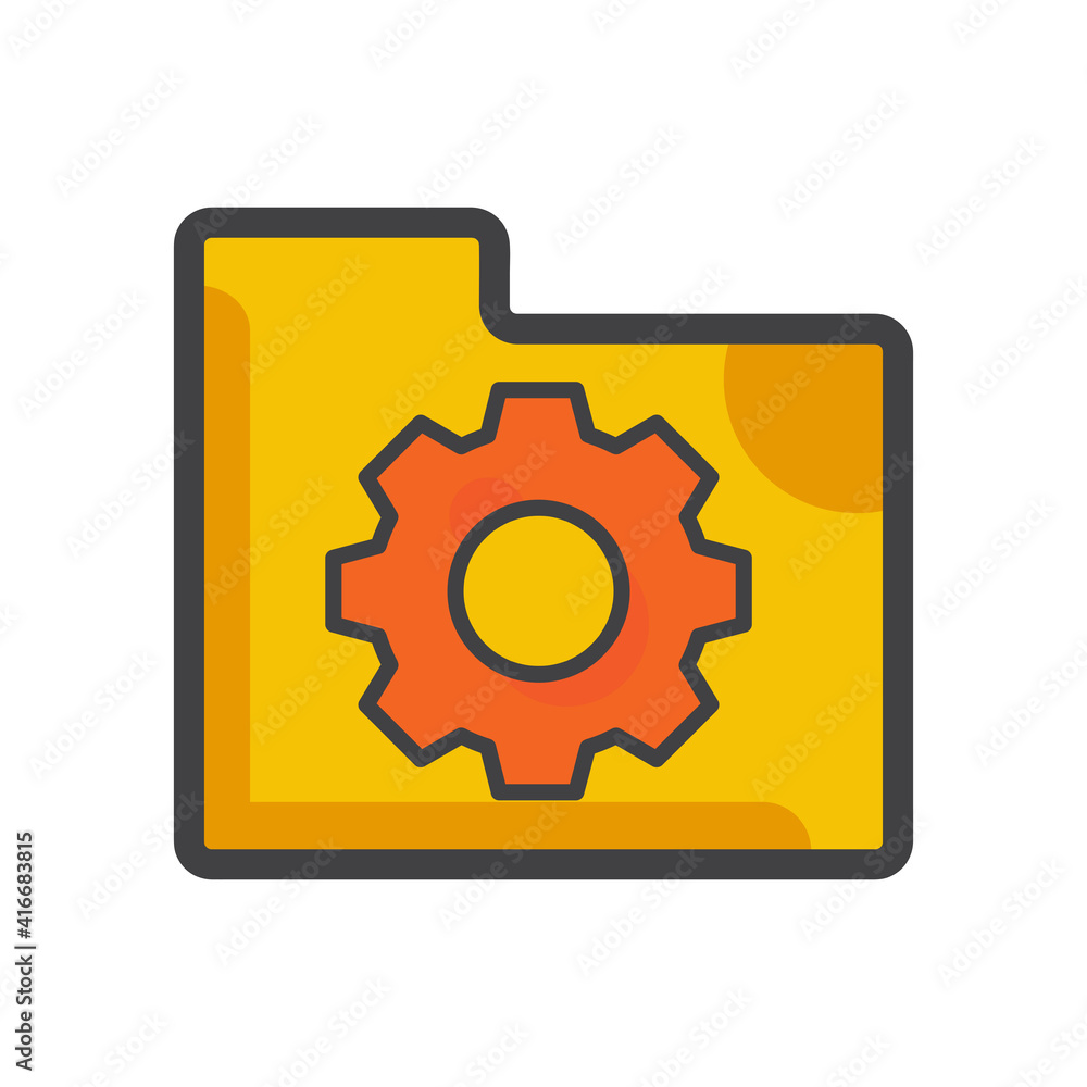 file folder icon. file folder with setting gear illustration. Flat vector icon. can use for, icon design element,ui, web, mobile app. file folder icon. file folder with setting gear illustration. Flat vector icon. can use for, icon design element,ui, web, mobile app.