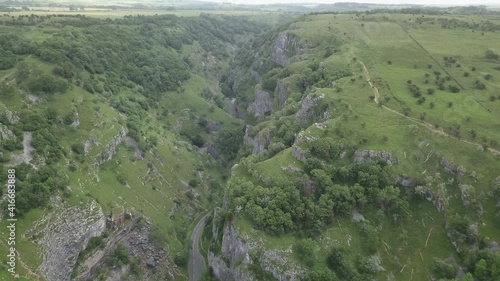 Cheddar Gorge from the air, a look up the Gorge taken from the Ceddar end photo