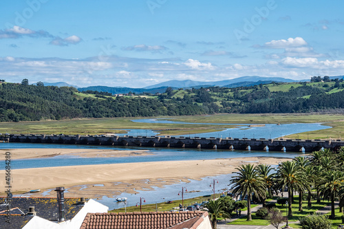 Maza bridge over the estuary of San Vicente de la Barquera, Cantabria, Spain.