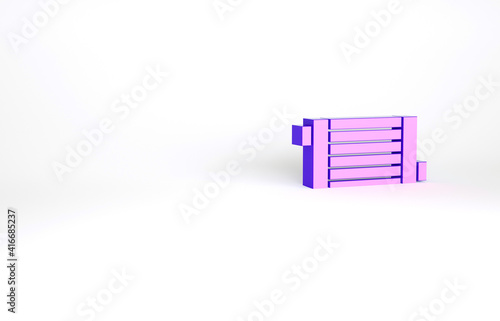 Purple Car radiator cooling system icon isolated on white background. Minimalism concept. 3d illustration 3D render.