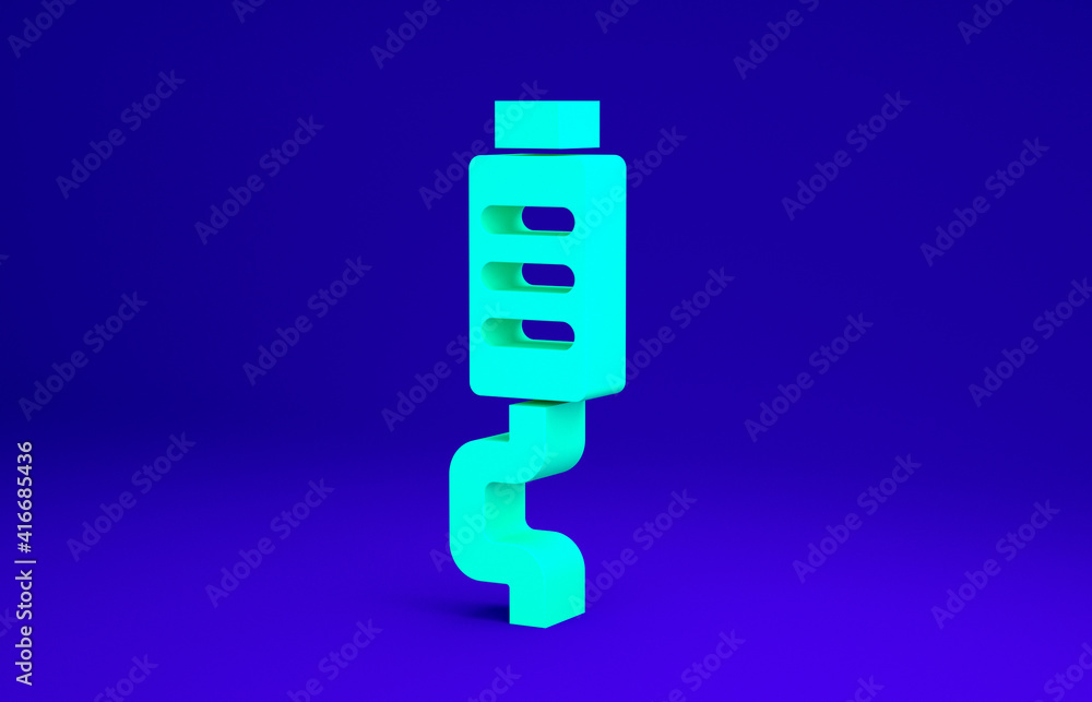 Green Car muffler icon isolated on blue background. Exhaust pipe. Minimalism concept. 3d illustration 3D render. Green Car muffler icon isolated on blue background. Exhaust pipe. Minimalism concept. 3d illustration 3D render.
